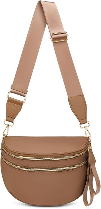 Pure Colour Crossbody Bum Bags for Women Spacious Checkered Cross body Bag Nylon Trendy Fanny Pac... | Amazon (US)