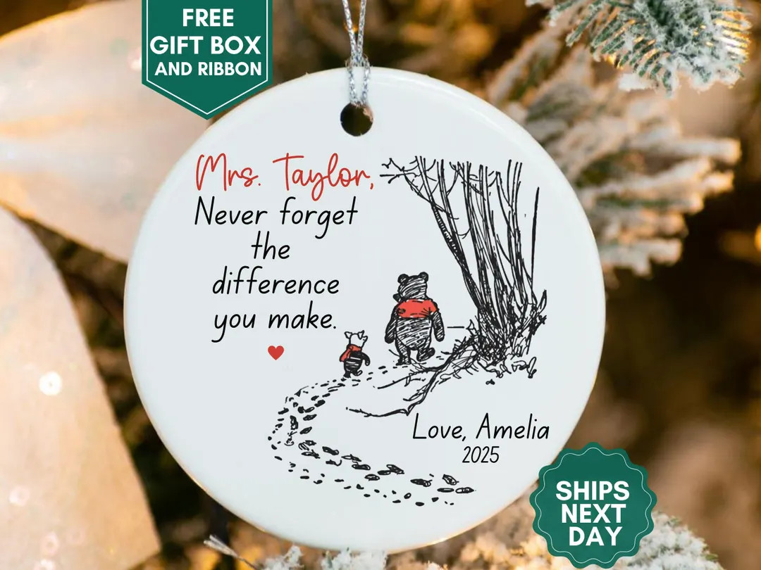 Personalized Teacher Christmas Ornament Never Forget the Difference You Make Ornament Teacher App... | Etsy (US)