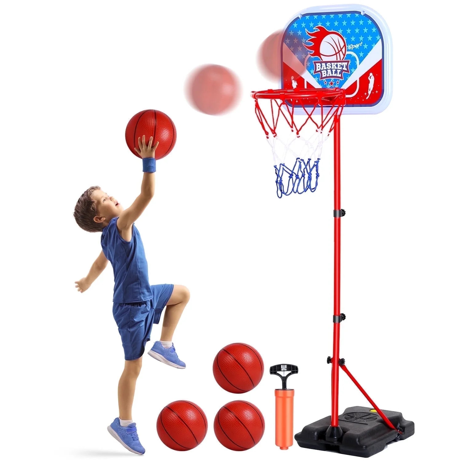 JoyStone Kids Basketball Hoop Adjustable Height 2.9 ft-6.2 ft, Toddler Basketball Hoop Indoor Out... | Walmart (US)