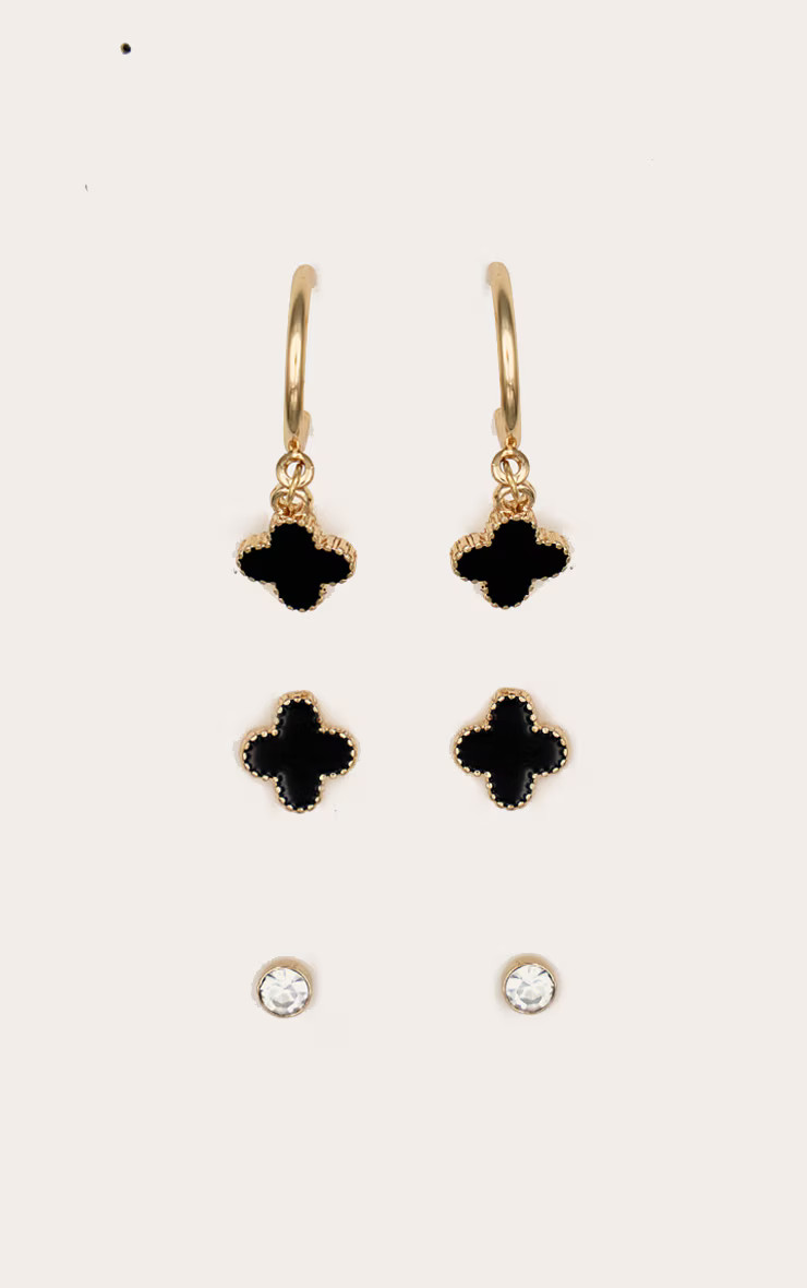 Gold Clover Pendant Multipack Earrings | PrettyLittleThing US