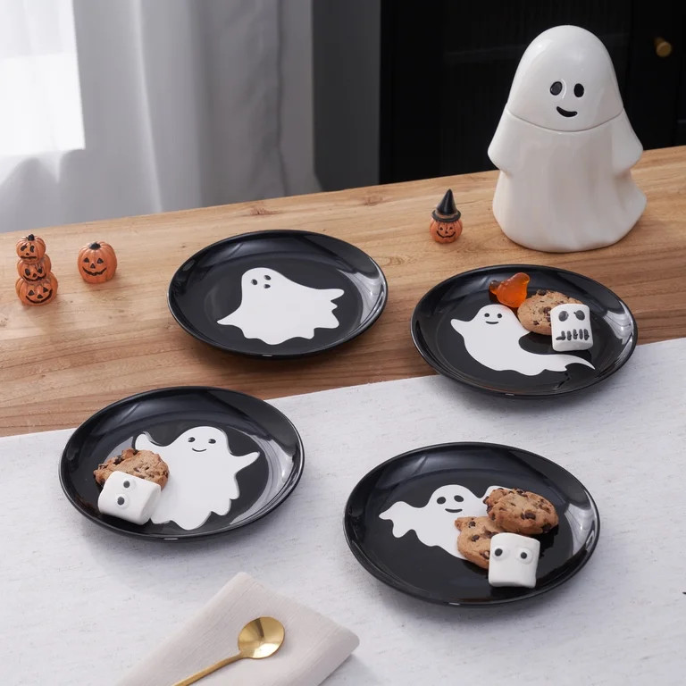 Way to Celebrate Halloween 4pk Ceramic Ghost Appetizer Plates | Walmart (US)