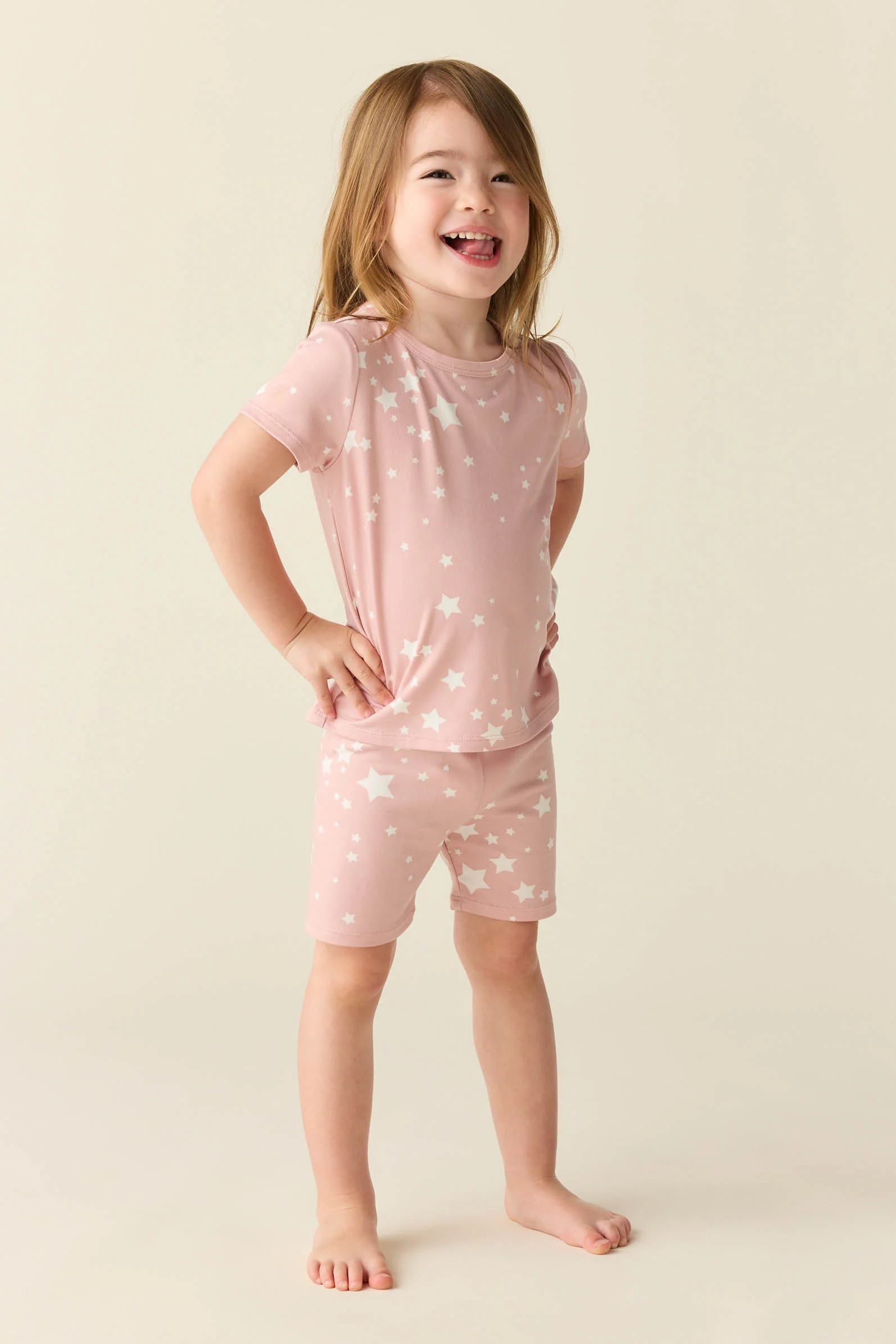 Wyatt Summer Jersey Kids Set in Blush Stars | MASONgrey