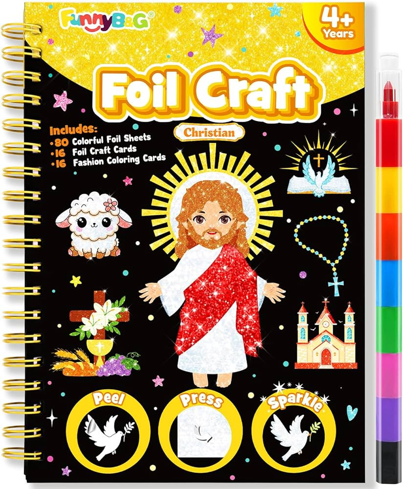 FUNNYB&G Foil Art Crafts for Kids Ages 4-8: Easter Basket Stuffers Essentials for Kids 2026, East... | Amazon (US)