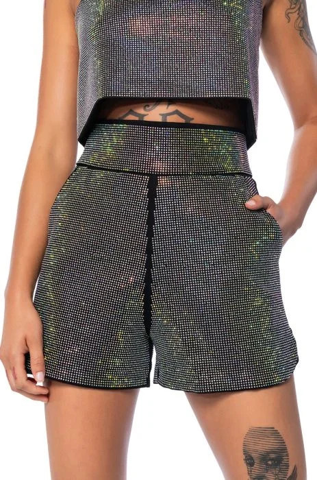 POP STAR HOT FIX RHINESTONE SHORT IN BLACK | AKIRA