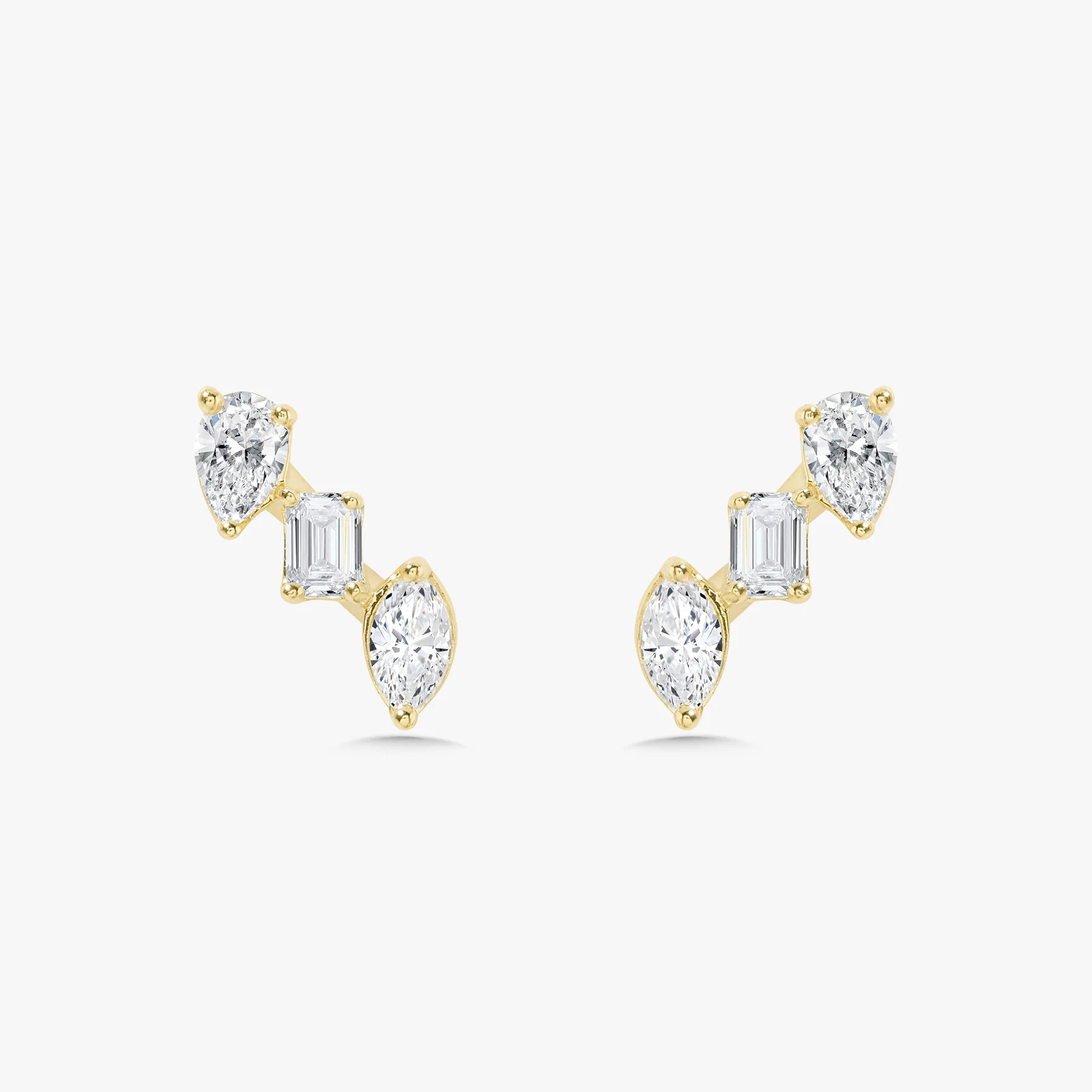 Mixed Shape Diamond Bar Stud Earrings | RW Fine Jewelry