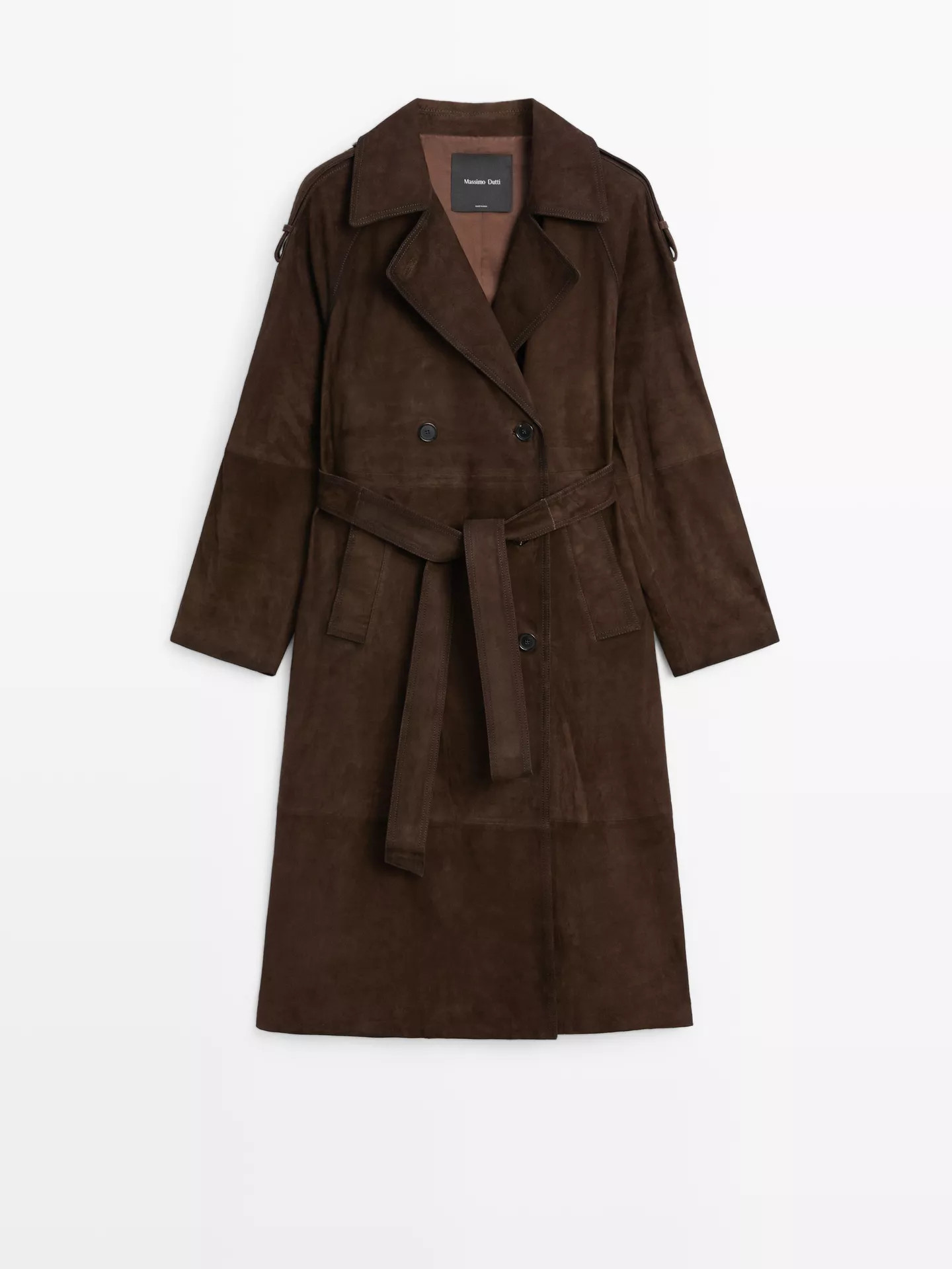 Lange suède leren trenchcoat | Massimo Dutti NL