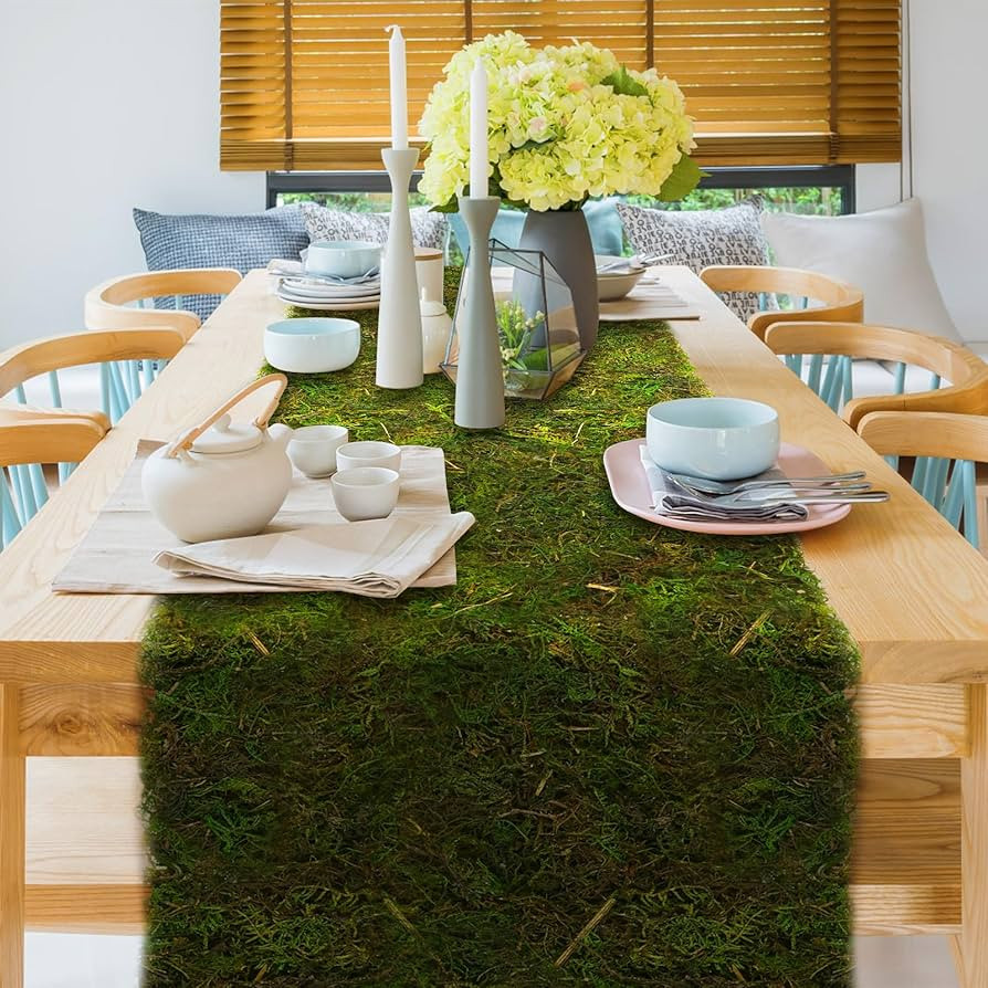 71" x 12" Dried Moss Table Runner Green Moss Sheet Roll for Crafts Preserved Moss Mat for Table D... | Amazon (US)