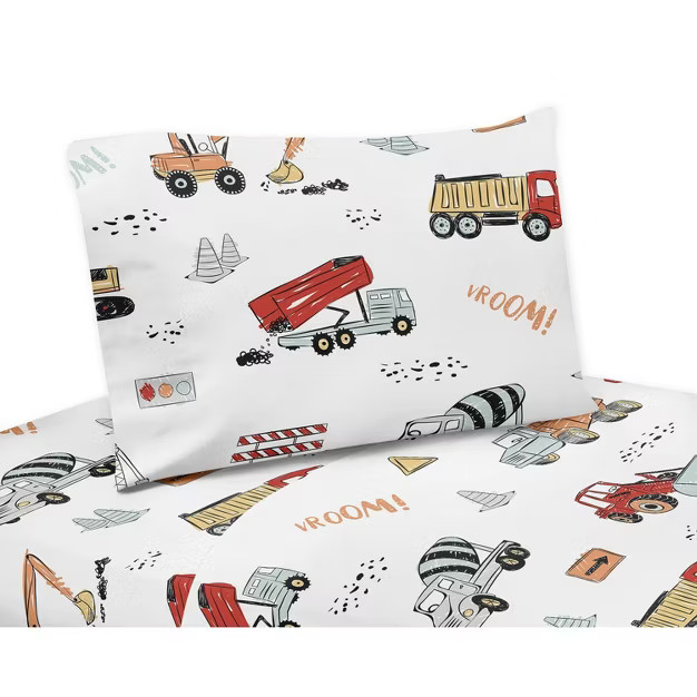 Twin Construction Truck Sheet Set Red/Blue - Sweet Jojo Designs | Target