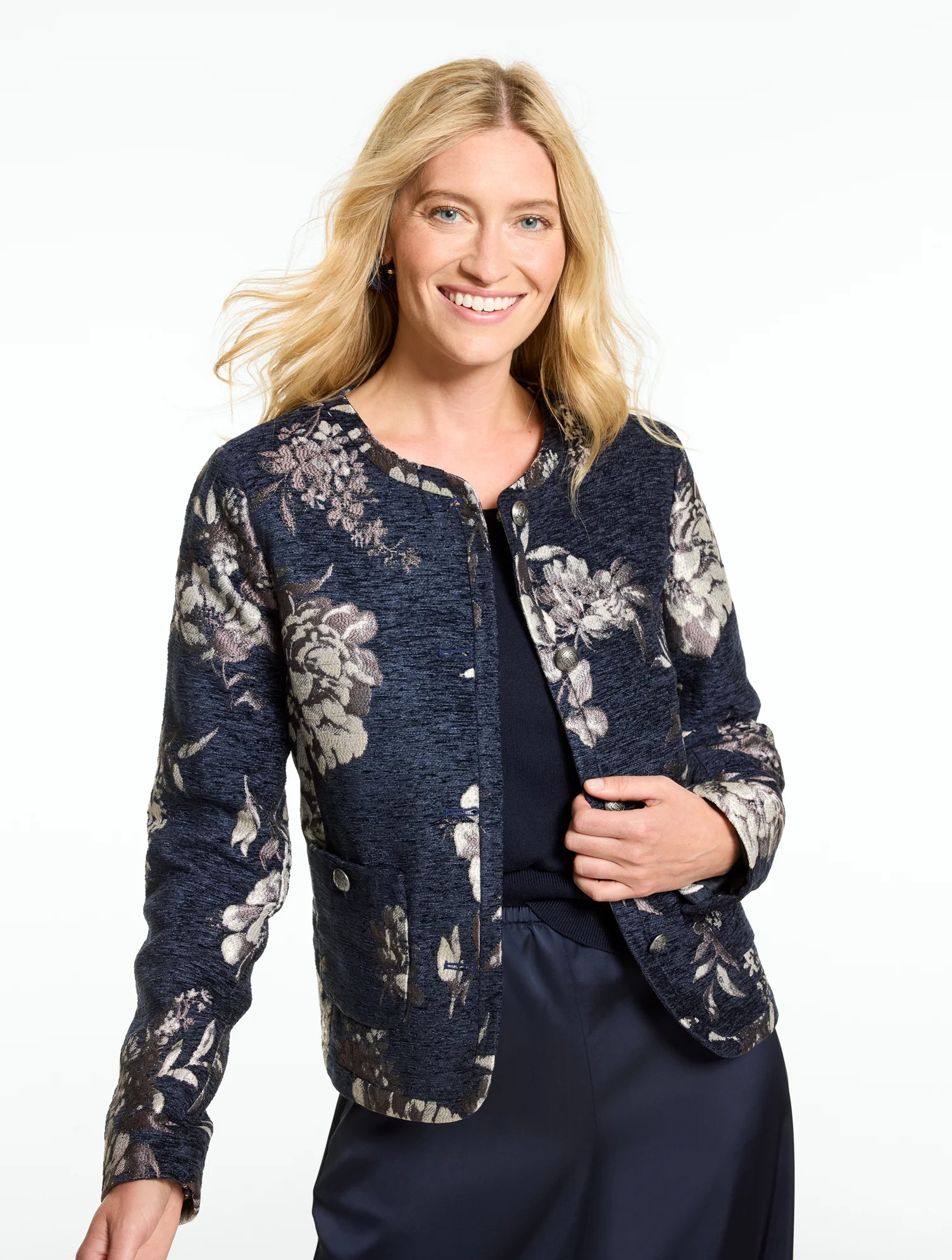 Jacquard Lady Jacket - Moonlit Floral | Talbots