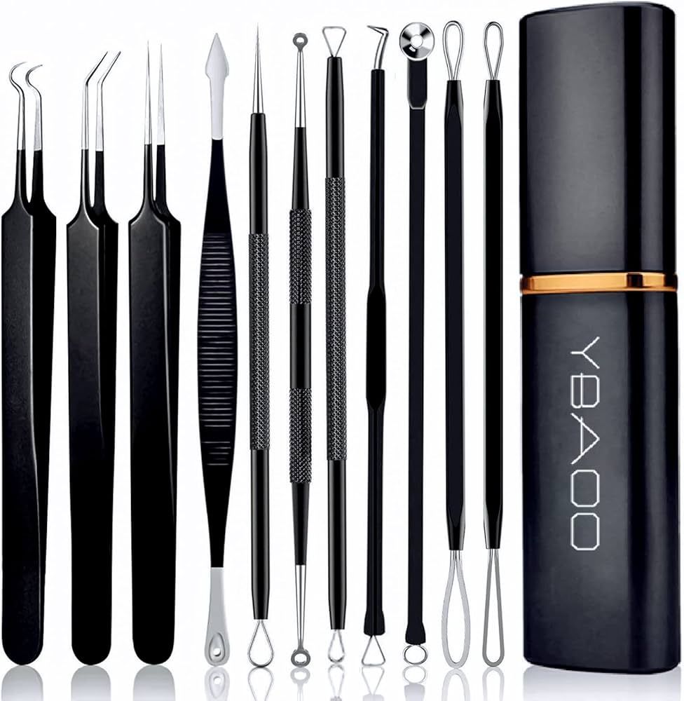 Pimple Popper Tool Kit 11 Pcs, Ybaoo Blackhead Remover Pimple Extractor Tools with Metal Case for... | Amazon (US)