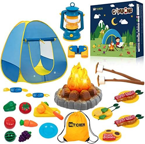 MITCIEN Kids Camping Play Tent with Toy Campfire / Marshmallow /Fruits Toys Play Tent Set for Boy... | Amazon (US)