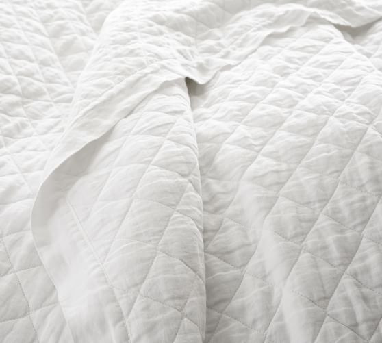 Belgian Flax Linen Diamond Quilt | Pottery Barn (US)