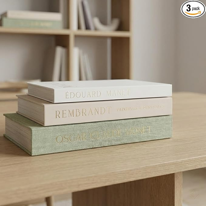 Beautiful Decorative Books for Home Decor- Set of 3 Linen Boxes,Home Decor Aesthetic Faux Decor B... | Amazon (US)
