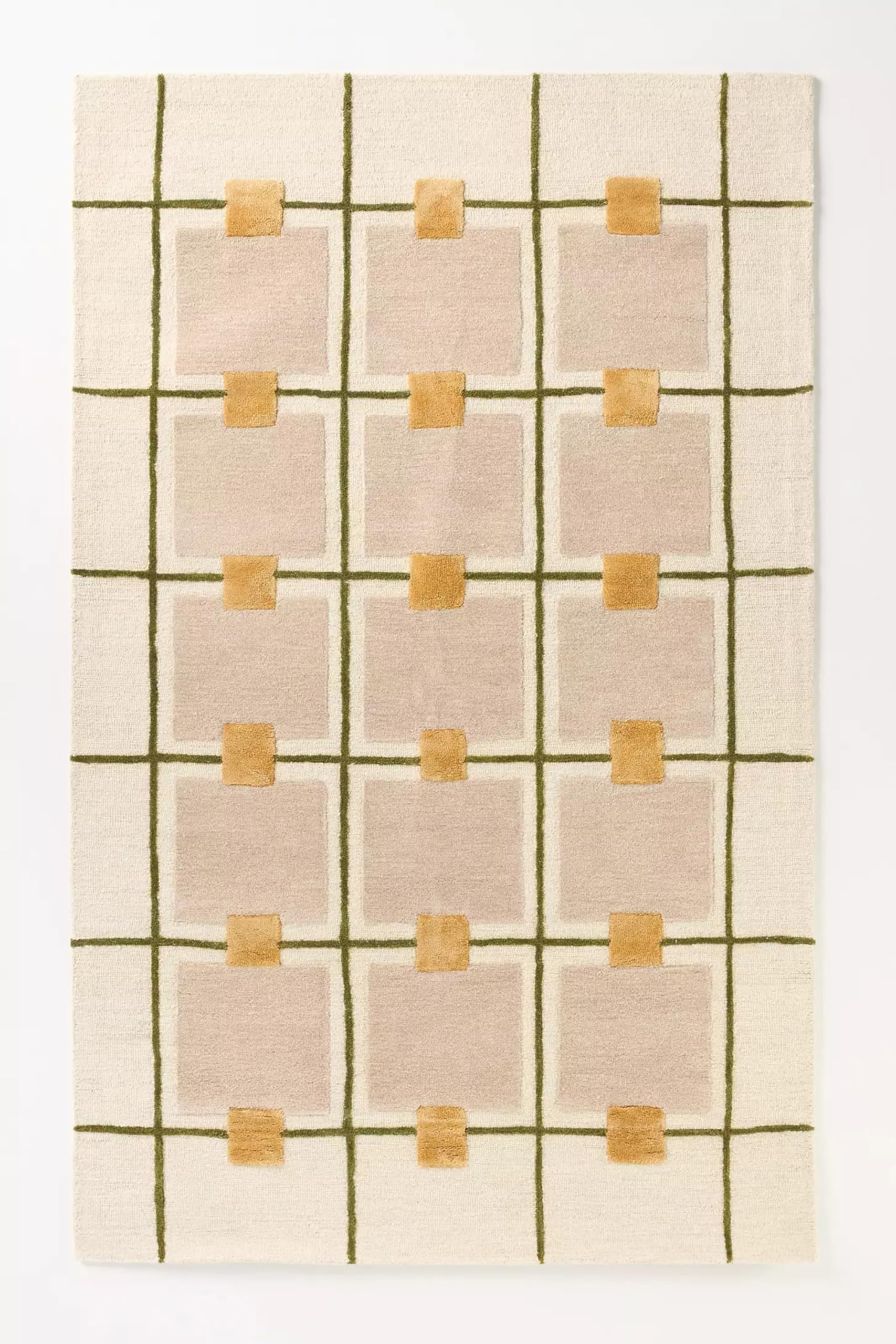 Greer Wool Area Rug - Soft Hand-Tufted Geometric Design with Pink and Green Color Palette, Perfec... | Amazon (US)
