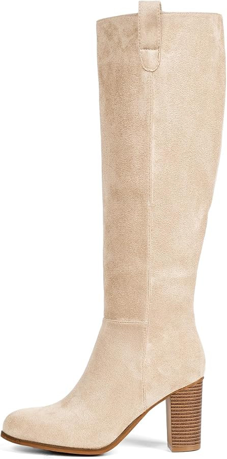 Vipost 3.3-inch Round Toe Suede Knee High Fall Boots for Women,Tall Long High Heel Chunky Block B... | Amazon (US)