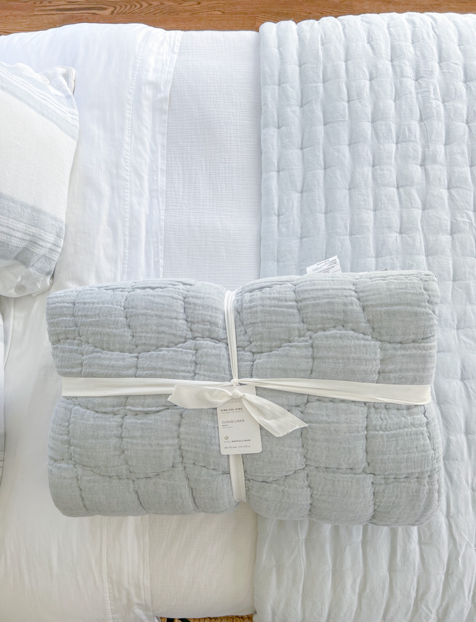 The two blue linen quilts that we have in our home! Both so soft, but this Cloud Linen quilt (in chambray) from Pottery Barn is ultra cozy! We use it as an extra layer at the foot of our primary room bed in the colder months, while I have this Serena & Lily linen quilt (in the sky color) in our guest room. 
------- 
Coastal bedding, serena & lily bedding, pottery barn bedding, linen bedding, coastal quilts, blue quilts, soft quilts, coastal bedroom decor, luxury bedding, quilts on sale, cloud quilt, cotton linen blend quilt, cotton quilt, primary bedroom decor

#LTKStyleTip #LTKHome #LTKSeasonal