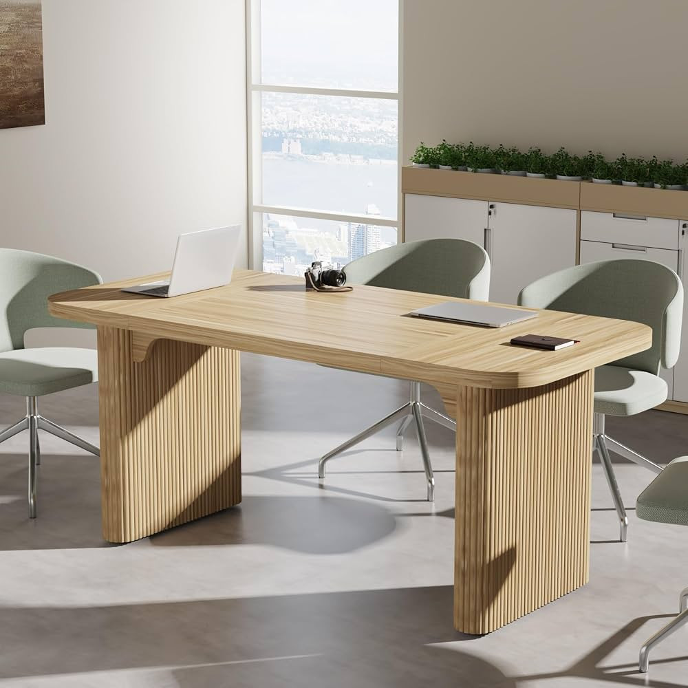 Tribesigns 5 ft Conference Table, Modern Rectangular Meeting Seminar Table with Double Pedestal, ... | Amazon (US)