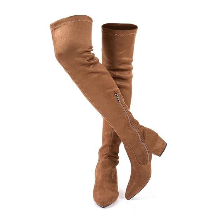 N.N.G Women Boots Winter Over Knee Long Boots Fashion Boots Heels Autumn Quality Suede Comfort Sq... | Amazon (US)