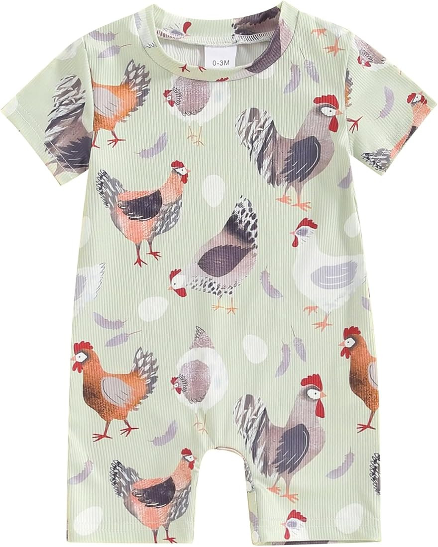 Toddler Baby Boy Girls Farm Clothes Western Farm Animals Chicken/Cow Print Romper Newborn Jumpsui... | Amazon (US)