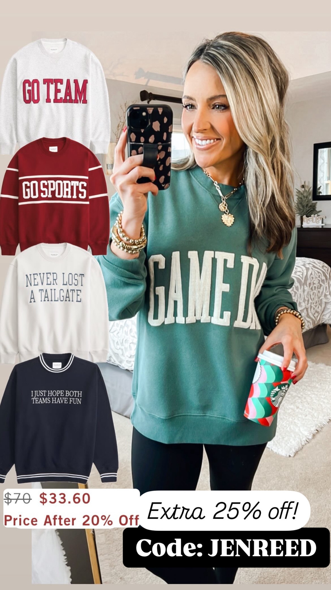 20% off + an additional 25% off with code JENREED

This has the cozy comfortable lived in sweatshirt feel. Perfect for an at home Sunday football game or a Saturday morning kids sporting event 🏀⚾️⚽️🏈

#LTKFindsUnder50 #LTKStyleTip #LTKSaleAlert