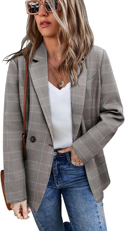 CHICZONE Womens Casual Blazer Long Sleeve Open Front Lapel Button Work Office Pinstripe Blazer Ja... | Amazon (US)