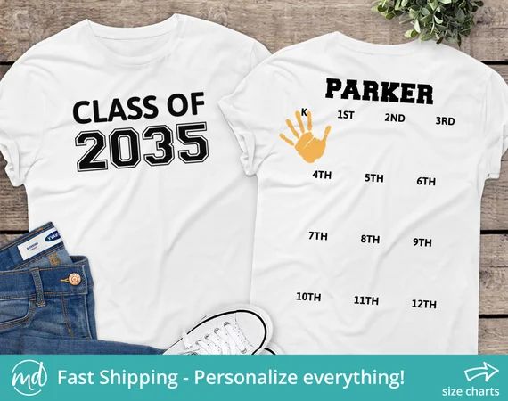 Class Of 2035 Handprint Shirt, Class Of 2035 Grow With Me Shirt, 2035 Graduation Shirt, Class Of ... | Etsy (US)