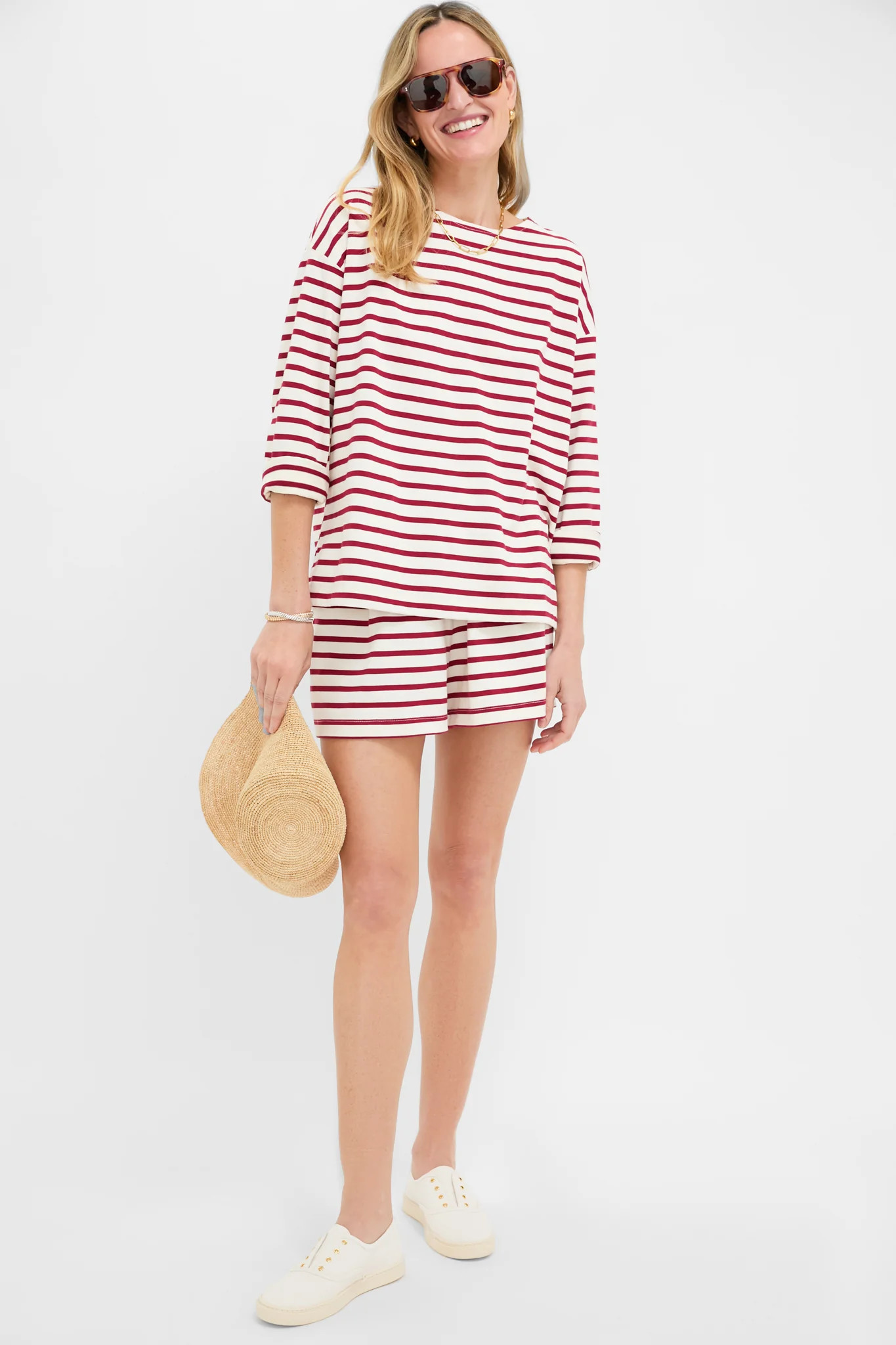 Red and Ivory Stripe Knit Odie Tee | Tuckernuck (US)