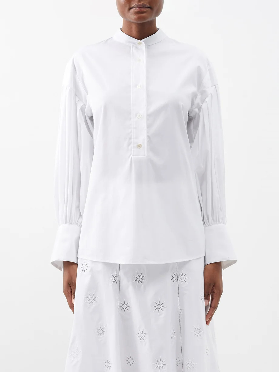 Ampton pleated-sleeve cotton-poplin shirt | Joseph | Matches (US)