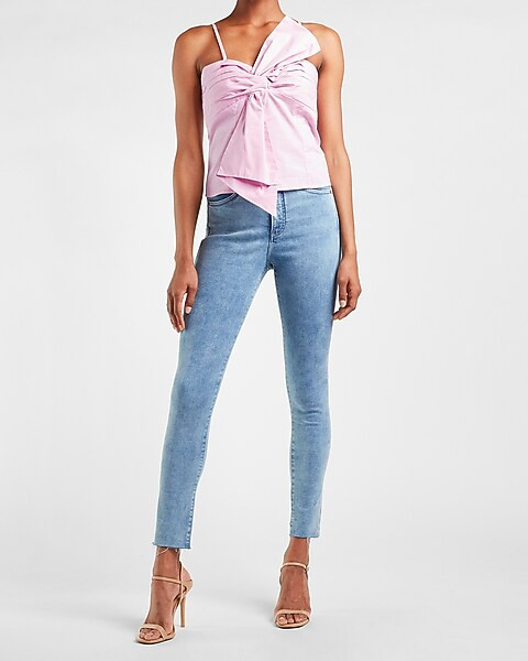 Asymmetrical Pleated Bow Cami | Express
