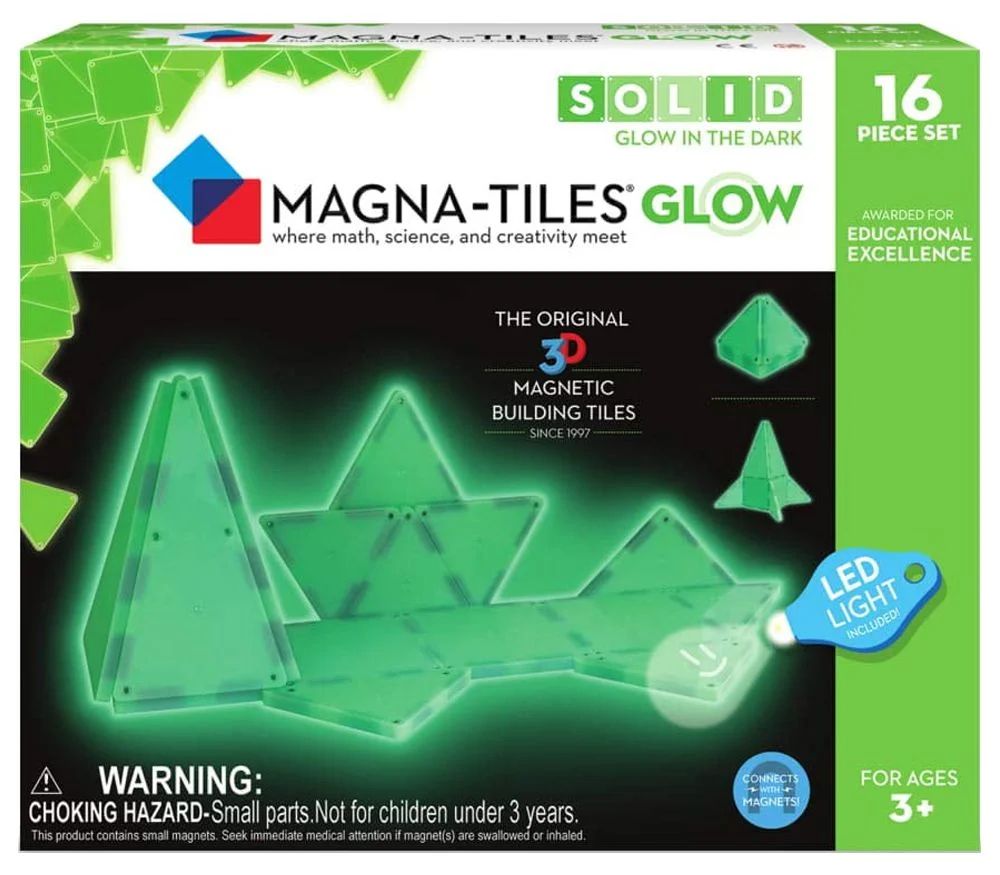 Magna-Tiles 16-Piece Glow In The Dark Set – LED LIGHT INCLUDED – The Original, Award-Winning ... | Walmart (US)