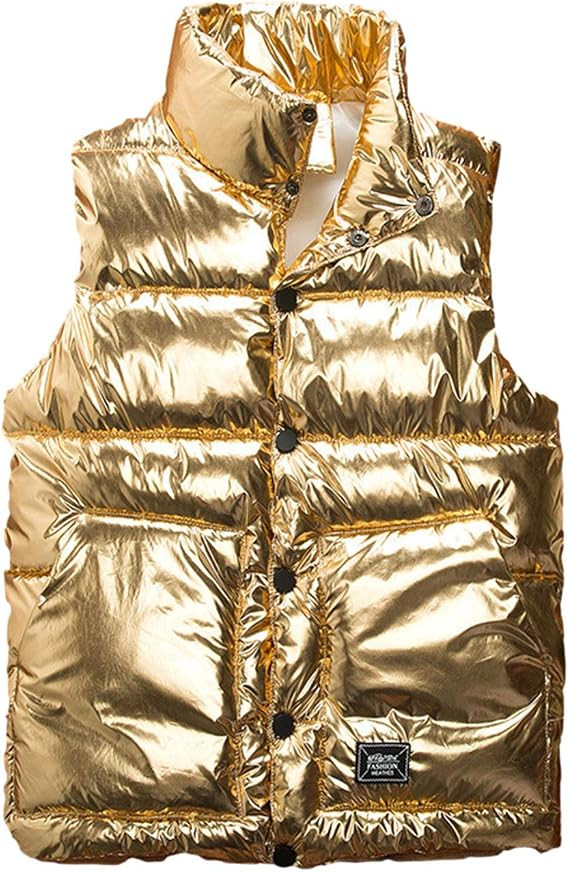 Omoone Women's Sleeveless Hooded Shiny Metallic Puffer Vest Padded Jacket | Amazon (US)