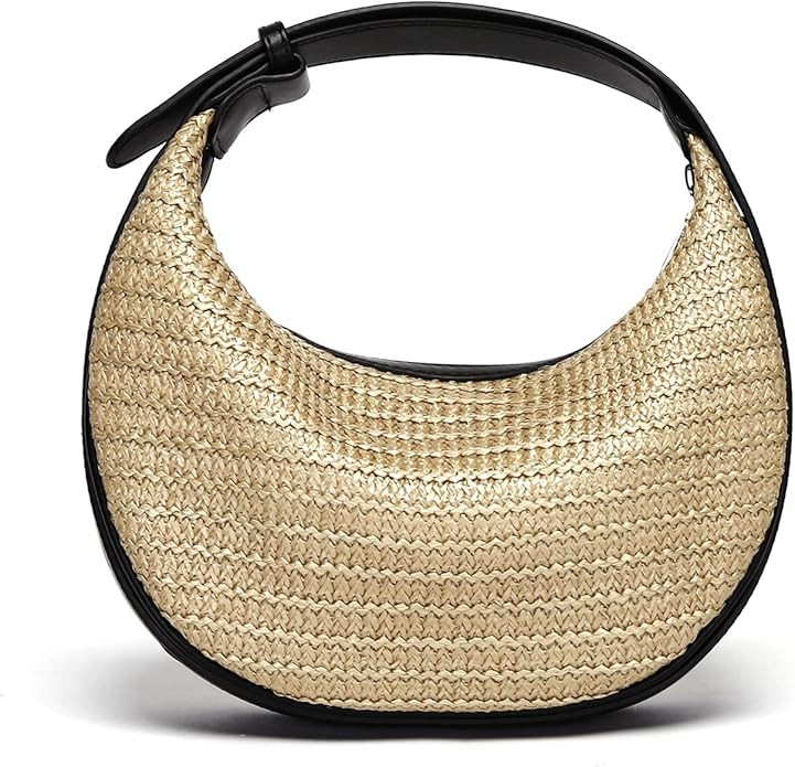 Herald Straw Crossbody Bag for Women Beach Woven Hobo Handbag Summer Chic Crescent Shoulder Purse... | Amazon (US)