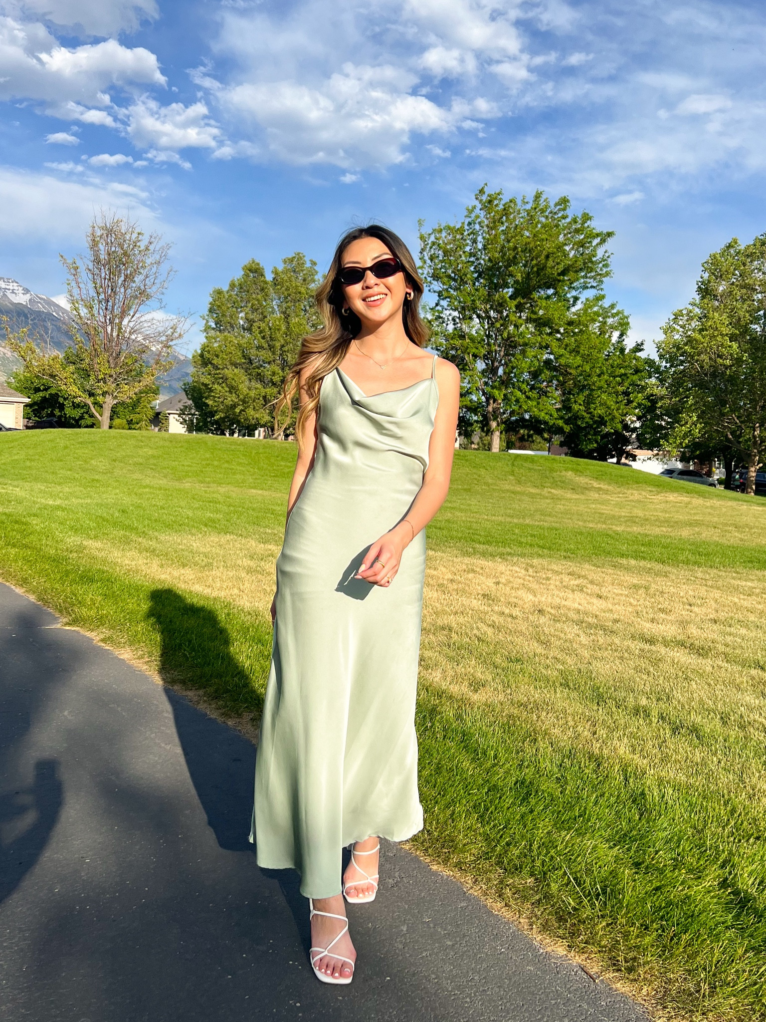 The perfect summer wedding guest dress, sage green satin midi dress 

#LTKWedding #LTKFindsUnder50 #LTKSeasonal