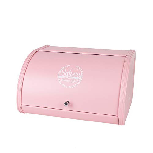 X458 Pink Metal Bread Box/Bin/kitchen Storage Containers with Roll Top Lid (pink) | Amazon (US)