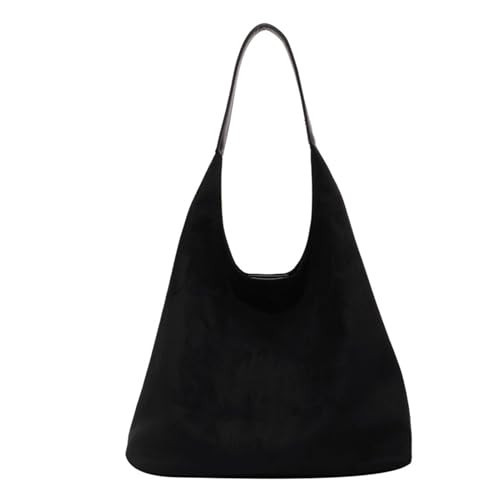 Suede Hobo Bag for Women 2024 Slouchy Shoulder Bags Soft Leather Purses Set Brown Tote Handbag for Work Everyday(Suede hobo-black) | Amazon (US)