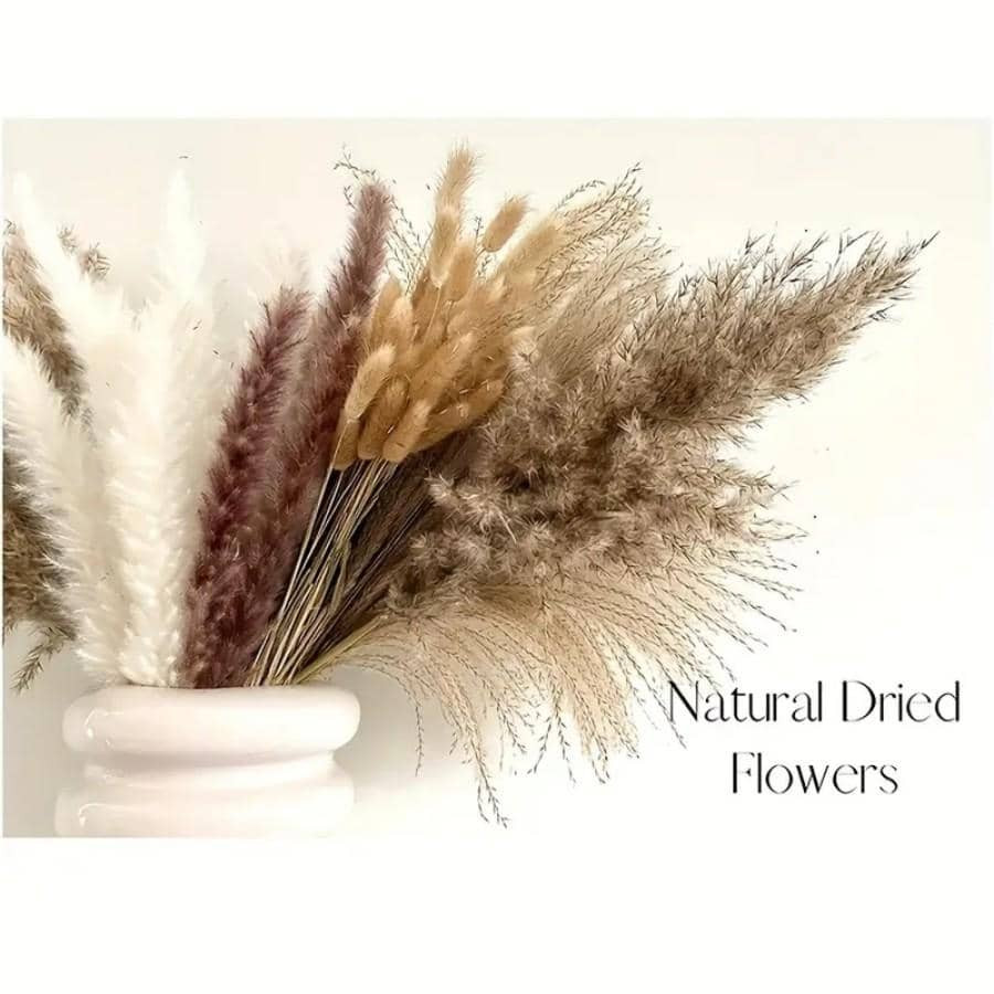 110pcs, Dried Pampas Grass Decor Boho Flower Bunny Tails Dried Flowers Bouquet Small Pampas Grass | SHEIN