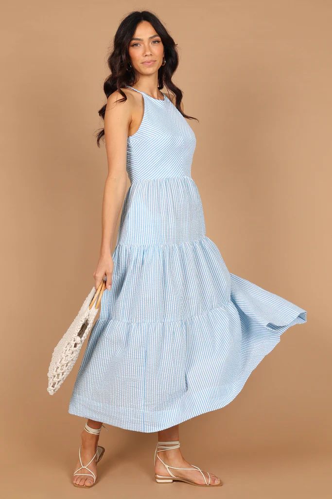 Caspian Tiered Maxi Dress - Blue Stripe | Petal & Pup (AU)