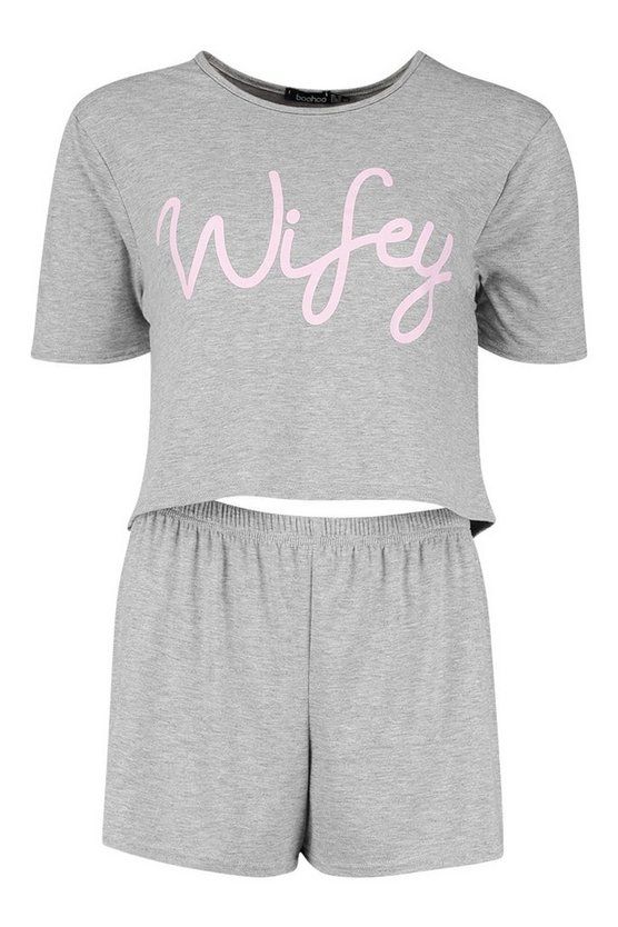 Wifey Bridal T-shirt And Shorts PJ Set | Boohoo.com (US & CA)