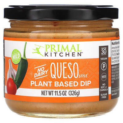 Primal Kitchen, Queso Style Plant Based Dip, Mild, 11.5 oz (326 g) | iHerb