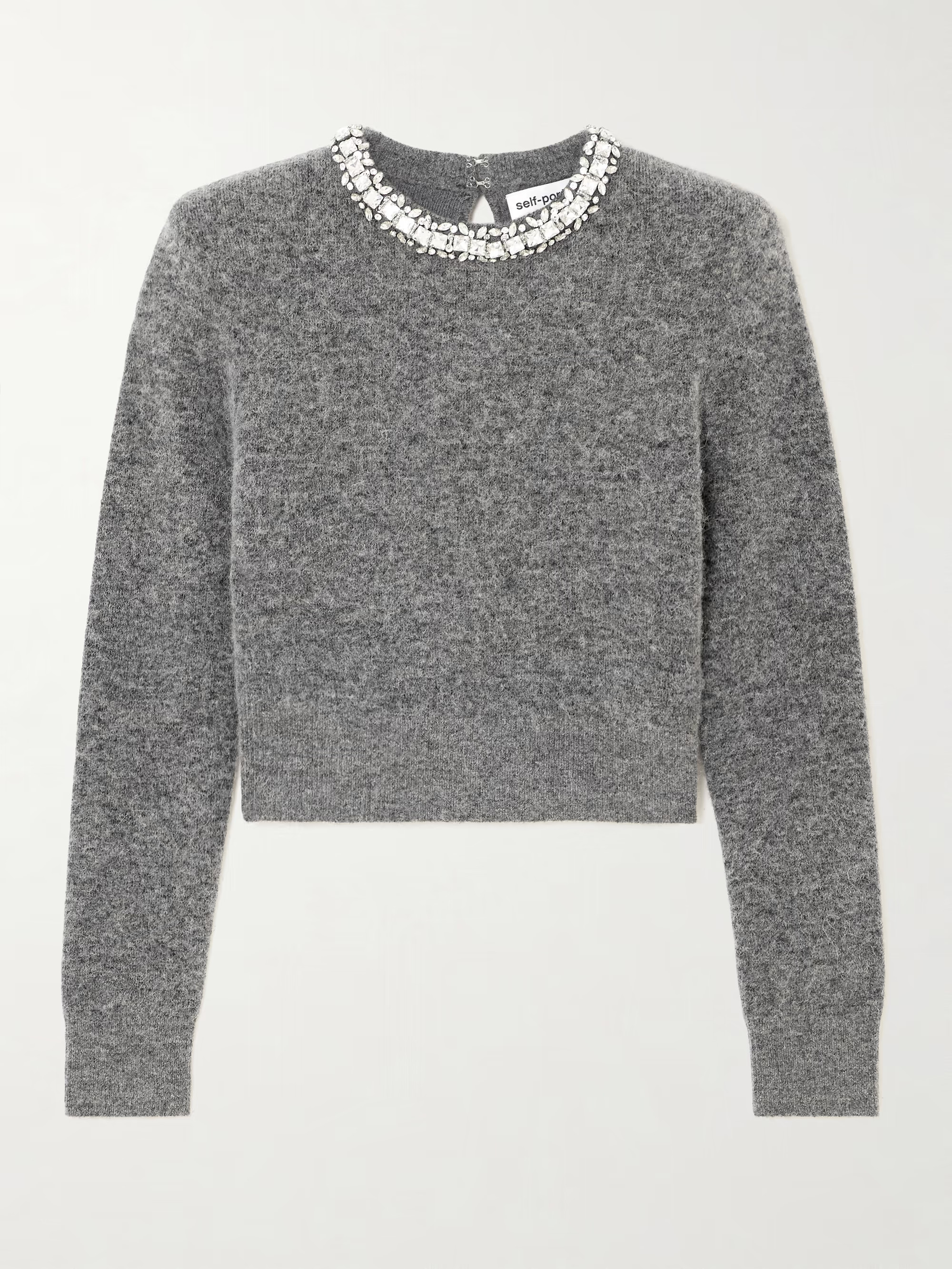 Cropped crystal-embellished knitted sweater | NET-A-PORTER (UK & EU)