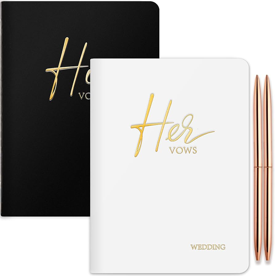 JUBTIC Wedding Vow Books, Vow Books His and Hers with Gold Foil Lettering, 48 Pages with Plenty o... | Amazon (US)