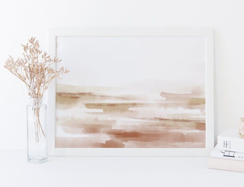 Blush Abstract Painting, Neutral Wall art, Watercolor landscape painting, Printable art, Beach Pr... | Etsy (US)