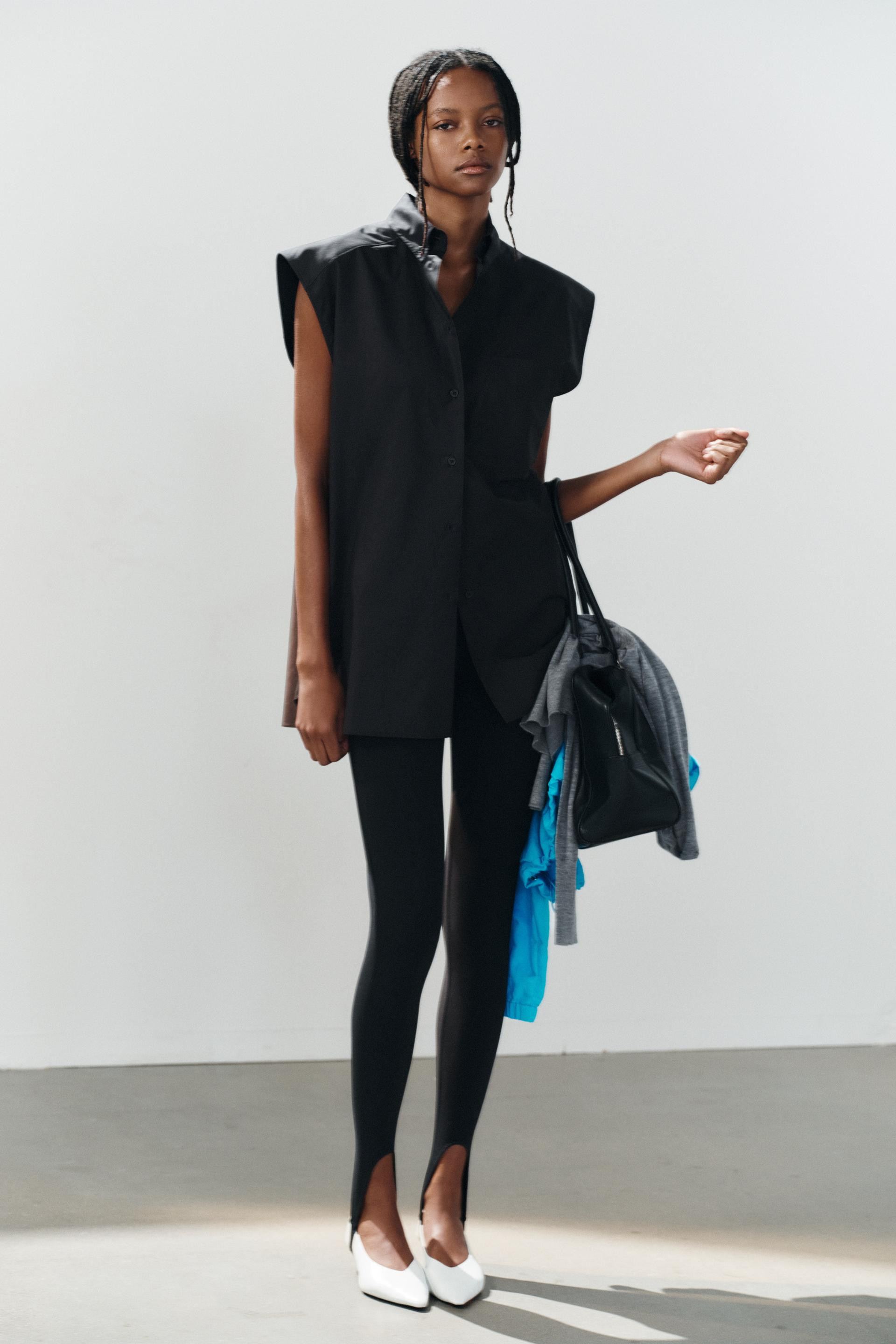 Zara - Sleeveless Poplin Shirt - Black - L - Woman | Zara US
