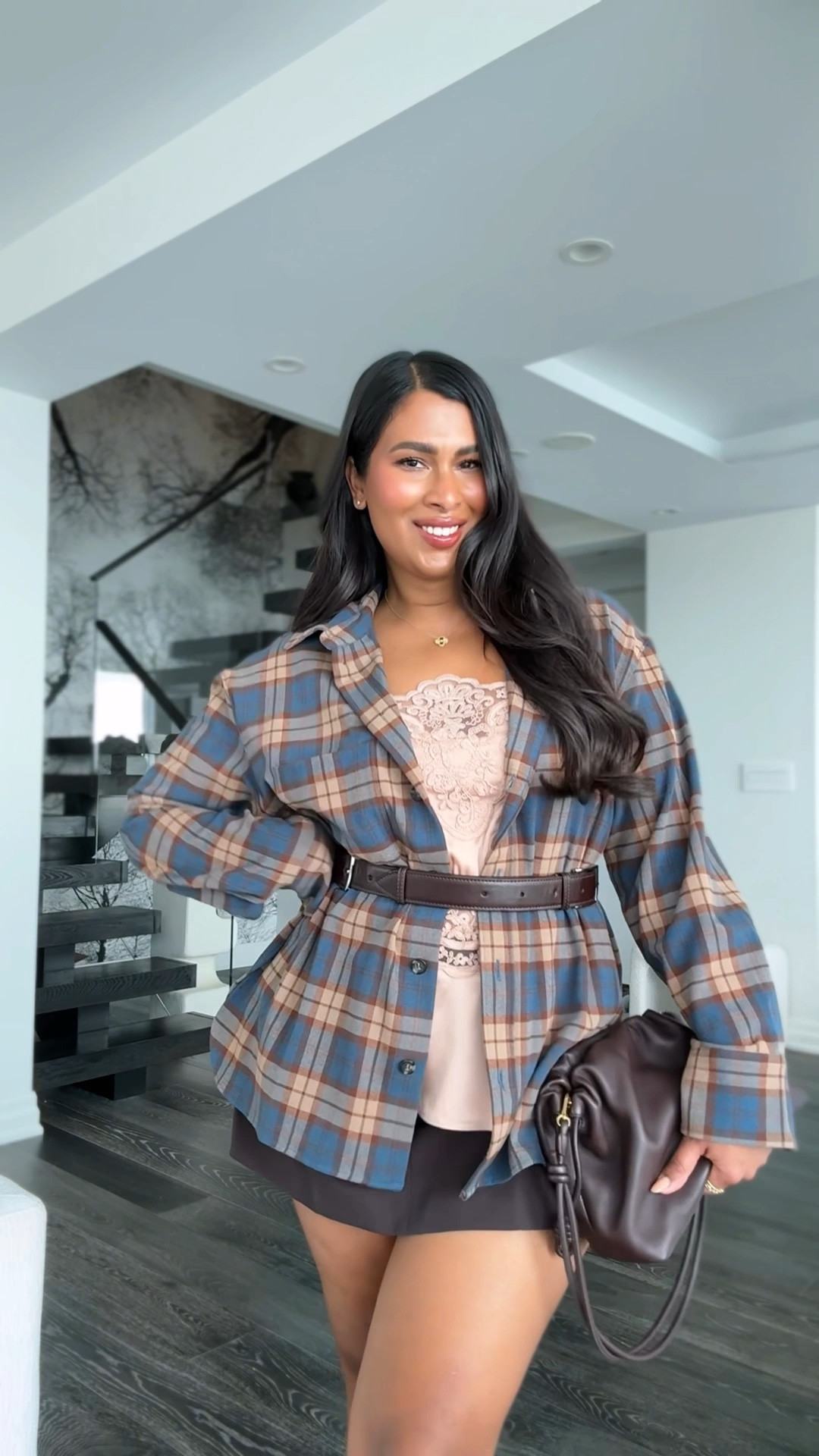 Can’t believe I’m finally wearing plaid! The skirt is also big booty and thigh friendly 

Lace top and plaid shirt - medium 
Skort - size 8

#LTKcurves #LTKmidsize #LTKfall