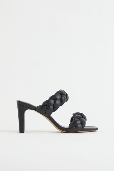 Slip-on sandals in faux leather with open, angular toes, wide, braided foot straps, and covered h... | H&M (US + CA)