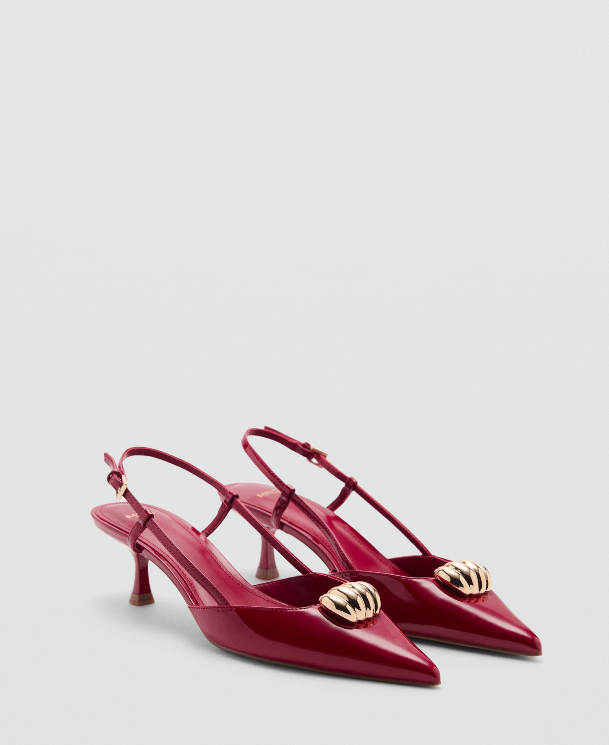 Mango Women's Metallic Detail High Heel Shoes - Red | Macy's