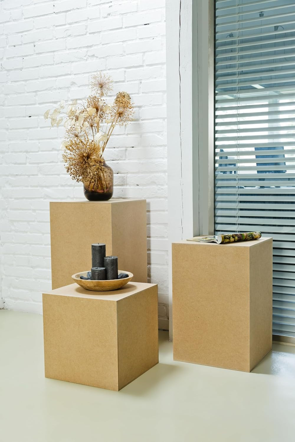 DECOKTIVO Dekosäule MDF, Blumensäule Wohnzimmer, Blumenständer, Podest Deko, Pflanzenständer, Stabiler Sockel, Modernes Design, 80x40x40 Cm | Amazon (DE)