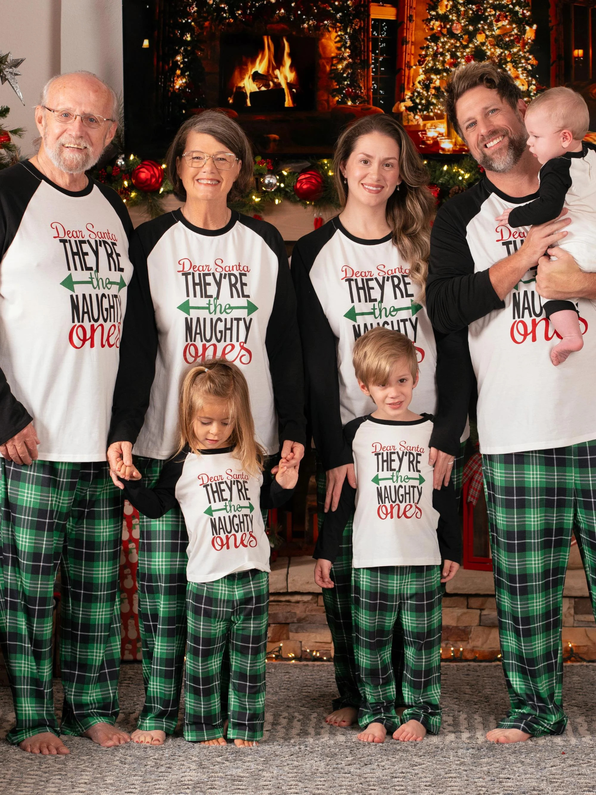 PatPat Family Christmas Pajamas for Kids 2 Piece Long Sleeve Letter Top & Plaid Pants Matching Se... | Walmart (US)