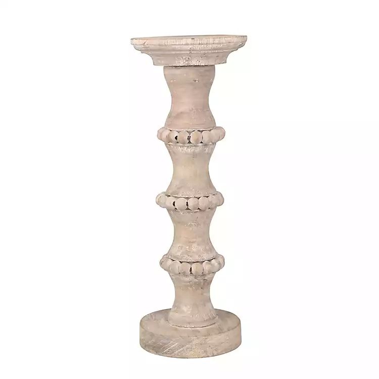 Banded Bead Wood Candle Holder, 15 in. | Kirkland's Home