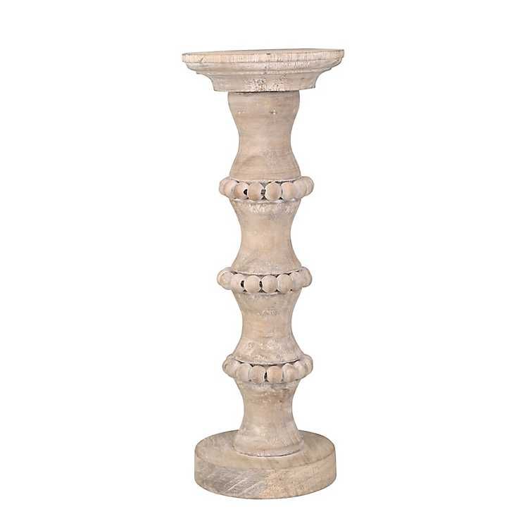 Banded Bead Wood Candle Holder, 15 in. | Kirkland's Home